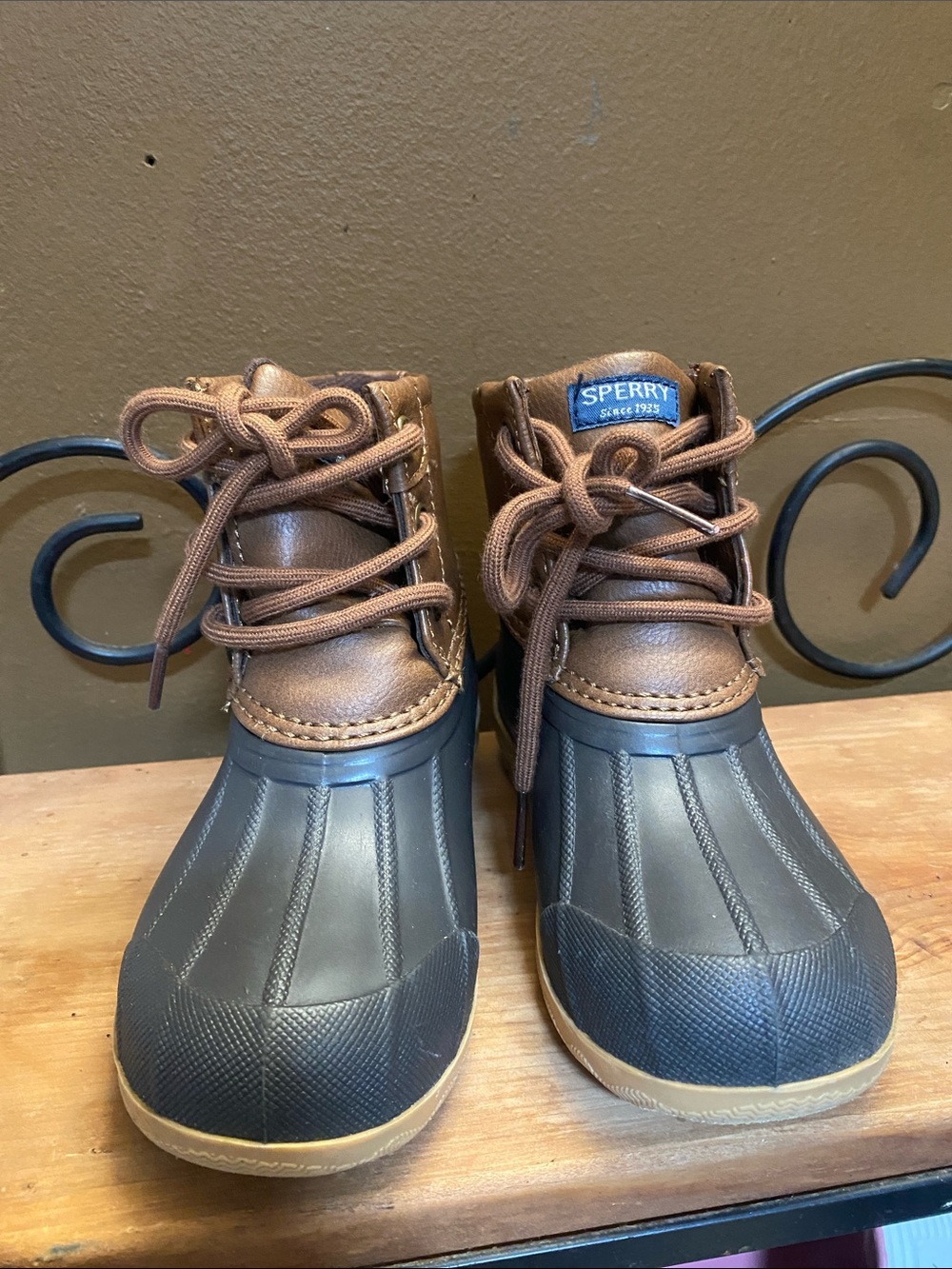 Sperry Kids Brown and Black Lace-Up Duck Boots